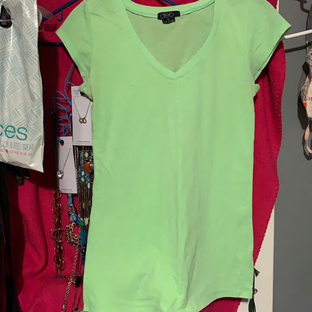 Deb neon green v-neck top - large